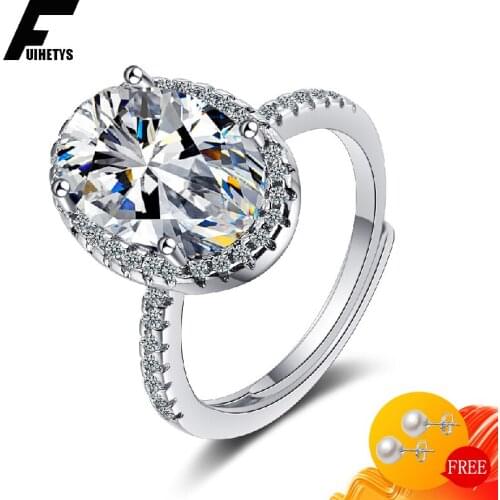 Charm Rings 925 Silver Jewelry Oval Zircon Gemstones Open Finger Ring Ornaments for Women Wedding Promise Party Gift Wholesale