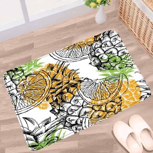 Tropical Fruit Bathroom Mat Color Pineapple Lemon Cactus Pattern Non-slip Rug Flannel Home Decor Bedroom Kitchen Entrance Carpet