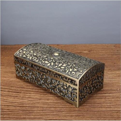 Antique bronze/ tin color metal jewelry box creativestorage containers makeup organizer organizer box womens gifts Z195