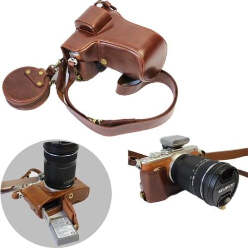 New Luxury Pu Leather Video Camera Case For Olympus EPL8 E-PL8 40-150mm lens Camera Bag Open Battery With strap Mini Pouch