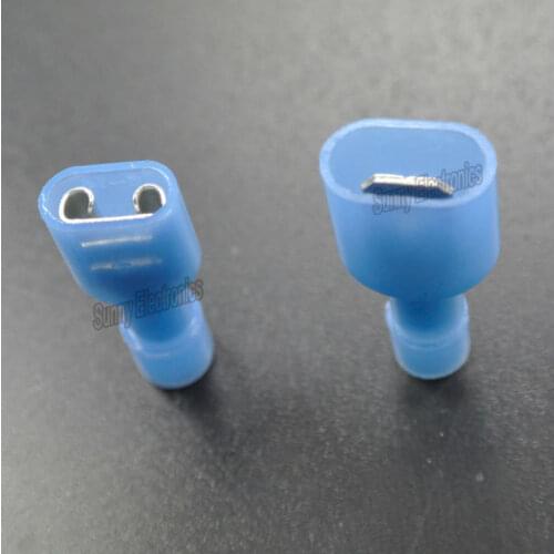 Male & Female Blue Spade Crimp Connector Wire Terminal 1/4" MF Fully Insulated x 40