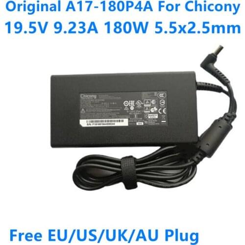 Original Chicony 19.5V 9.23A 180W Charger A17-180P4A AC Power Adapter For CLEVO P950HR N850HP6 MSI GS63VR GE72VR GS65 A15-180P1A