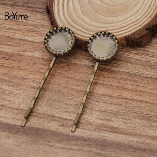 BoYuTe (50 Pieces/Lot) Fit 14MM Cabochon Blank Hairpin Base Factory Supply Vintage Diy Hair Accessories Handmade Materials