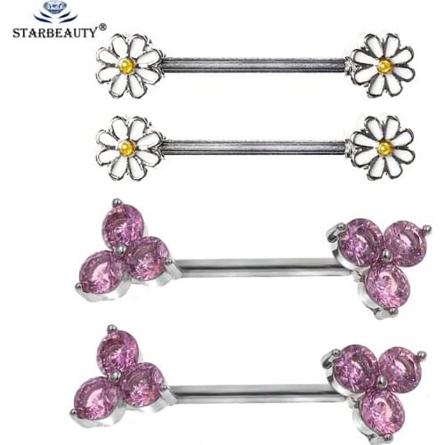 Three Opal Flower Nipple Piercing Sexy Women Nipple Ring Body Jewelry Unique Nipple Piercings Rings Jewellery