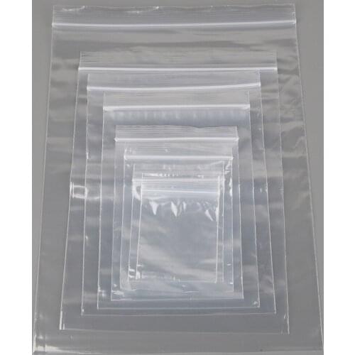 100pcs/lot Ziplock Zip Zipped Lock Reclosable Plastic Poly Clear Bags Jewelry/Food Package Bag Zipper Packing Storage Bags