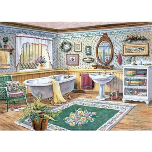 Full Square Round Drill 5D DIY Diamond Painting Bathroom bathtub pattern Embroidery Cross Stitch Rhinestones icon 3D Home Decor