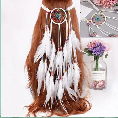 Boho Chic Dream Catcher Feather Wedding Hair Band Bohemian National Style Headdress Luxury Party Hair Rope Hair Accessories