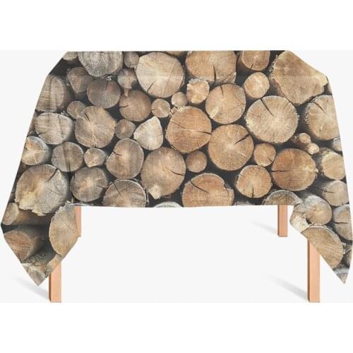 Wood Tree Stump Plank Pattern Printed Rectangle Tablecloth Picnic Mat Table Cover Linen Decoration Home Desk Restaurant Party