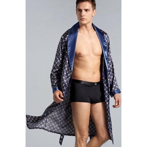 7XL Silk Bathrobe Soft Cozy Long Sleeve Sleep Tops Shorts Plus Size Robe Sets Men Pajamas Kimono Printed Robes Satin Sleepwear