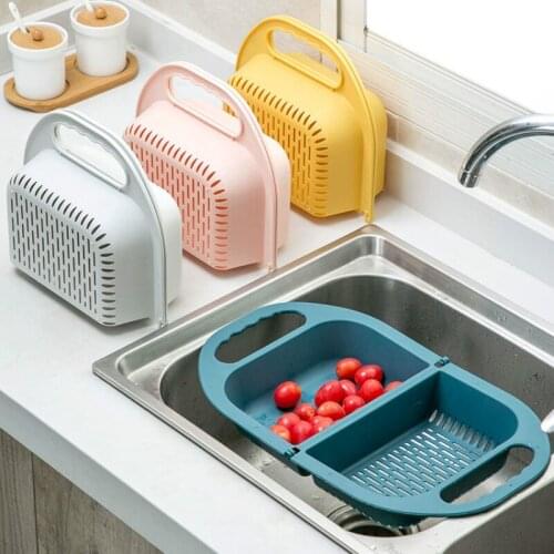 Foldable fruit basin wash fruit drain basket household fruit basket plastic vegetable basket kitchen sink