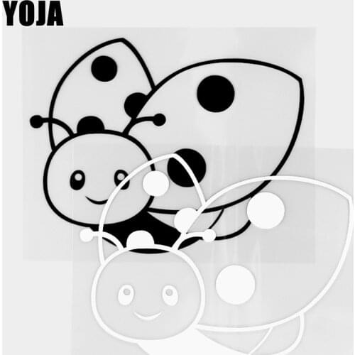 YOJA 13.7×10.8CM Lovely Ladybird Vinyl Decal Pattern Cartoon Animals Car Stickers Black/Silver 19C-0447