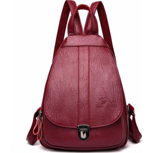 Women Leather Backpacks High Quality School Bags For Girls Sac A Dos Femme Vintage Bagpack Ladies Travel Solid Casual Daypack