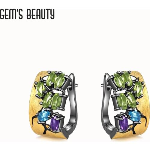 Gems Beauty 2021 Trend Fashion New Stud Earrings For Women 925 Sterling Silver Topaz Female Earring Fashion Jewelry Accessories