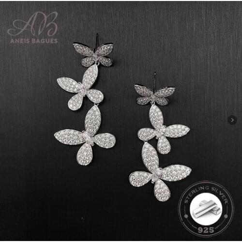 Aneis Bagues Luxury 100% 925 Sterling Silver Bow Created Moissanite Gemstone Drop Dangle Earrings Wedding Party,Anniversary Gift