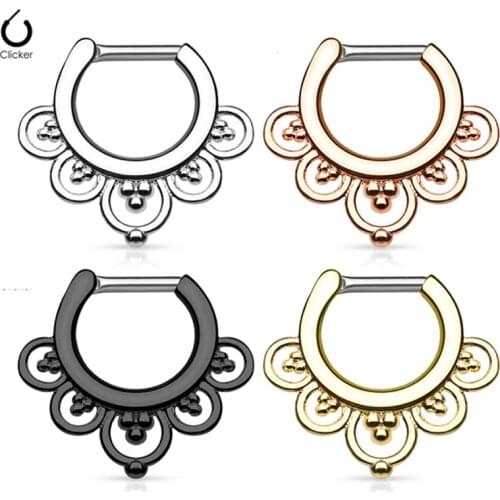 1pcs Titanium Shaft Clicker Nose Ring Hoop Septum Rings Earrings Lip Ear Cartilage Helix Rook Daith Piercing Body Jewelry 16g