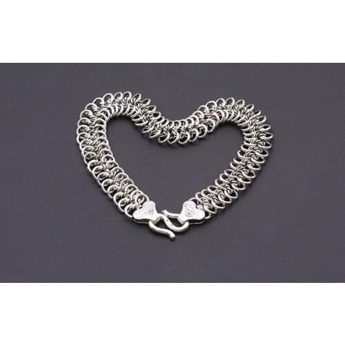 11mm 925 Sterling Silver men punk Rock Link chain bangle Bracelet jewelry gift A5008