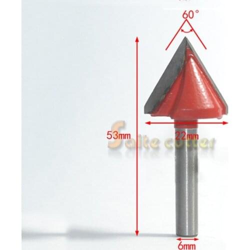 4pcs 6mm*22mm CNC Router carbide end mill tool 3D woodworking insert router bit Tungsten V Groove Carving end milling cutter