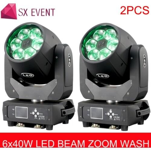 6x40 W Bee Eyes Moving Head Light RGBW 4in1 LED Wash Zoom Moving Head DMX Channel Stage Light para DJ Disco Nightclub 2PCS/lot