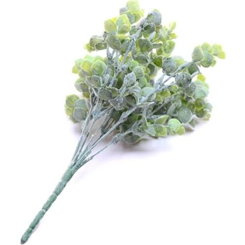7 Branches/bouquet Artificial Craft Flower Eucalyptus Succulent Plant DIY Winter Fake Leaves White Green Wedding Home Decoration