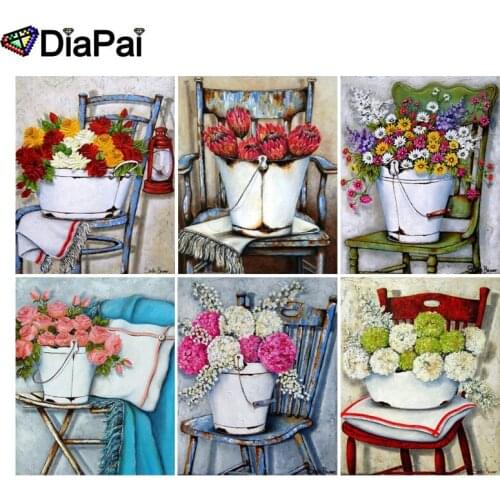 DIAPAI 5D DIY Diamond Painting 100% Full Square/Round Drill "Flower chair scenery" 3D Embroidery Cross Stitch Home Decor