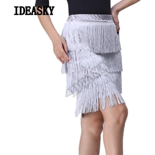 Ballroom Female Tassel Fringed irregular Latin Dress Skirt Adult Costume Women Practice wear Cha Cha/Rumba/Samba/Tango Dancewear