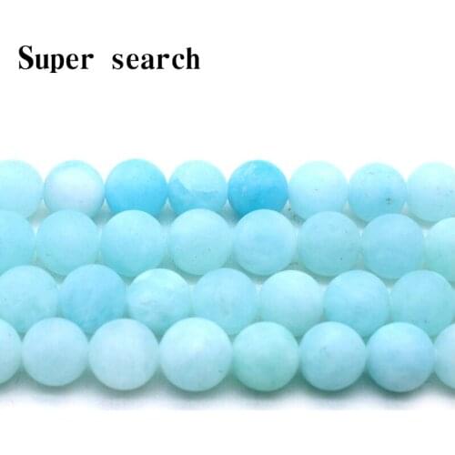 Natural Dull Polish Matte Light blue Chalcedony Loose round Beads 15" Strand8MM For Jewelry Making Bracelet Necklace Eardrop