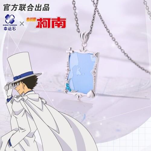 [Detective Conan] Anime Kid Pendant Necklace 925 Sterling Silver Manga Role Kaito Shinichi Shuichi Ai Rei Action Figure Gift