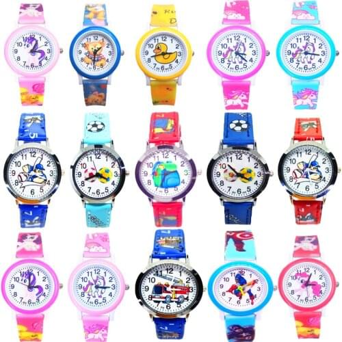 Children Watch 17 Kinds of Cartoon Anime Pony Bear Duck Dog Fire Truck Football Quartz Watch for Boys Girls Kids Bracelet Clock