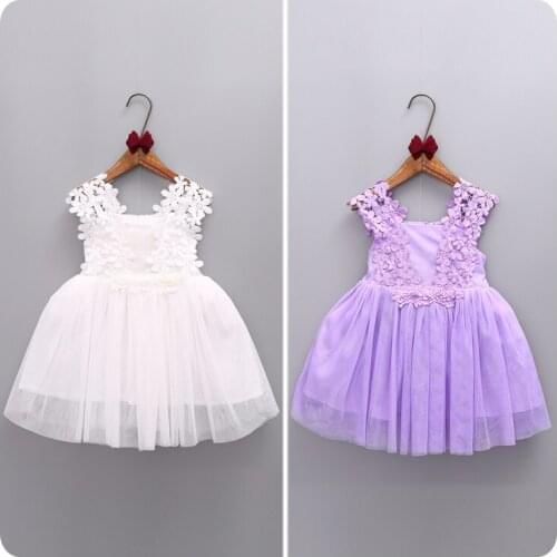 2016 Summer Korean Childrens Garment Six One New Pattern Girl Baby Lace Lace Yarn Dress Princess Full Dress
