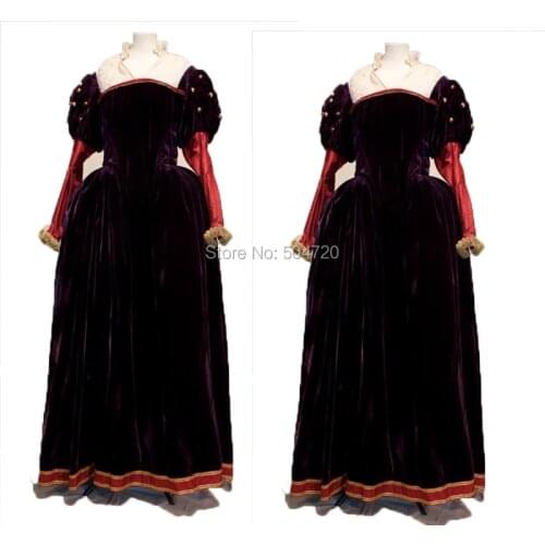 Tailored!Velvet 18th Marie Antoinette Duchess Queen Marie Antoinette Day Court regency Renaissance medieval dress HL-207