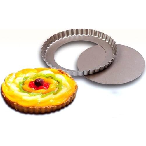 8Inch Baking Tools Wave Pattern Pie Pan Movable Bottom Tray Fluted Cake Baking Tray Pizza Non Stick Loose Base Stencil Cake Dish