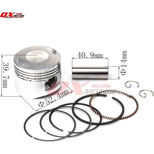 Yinxiang YX125cc Engine Piston kit 52.4mm Piston 14mm Pin Piston Ring Set for YX 125cc Engines Chinese Pit Dirt Bike ATV Quads