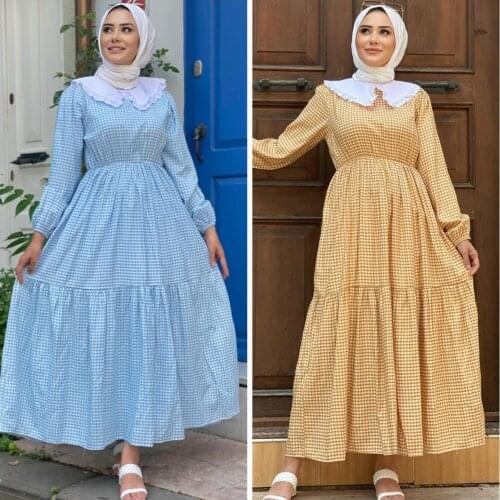Summer Muslim Hijab Long Dress Maxi Dress Muslim Abaya Kaftan Caftan İslamic Clothing Long Sleeves Turkey Dubai Women Fashion