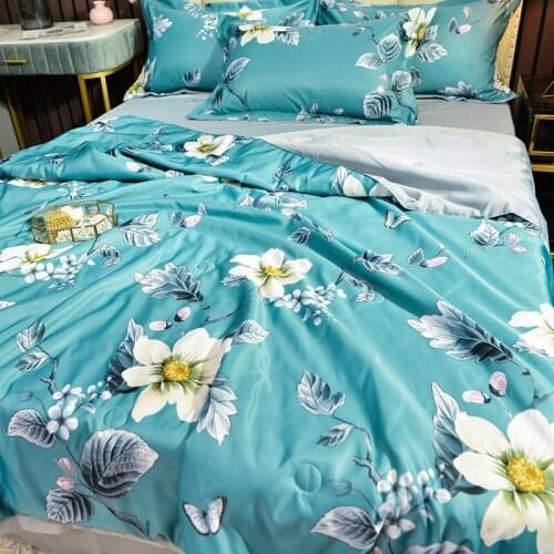 The New Four-piece Summer Quilt Washable Silk Summer Cool Quilt Air-conditioning Quilt Double Summer Thin Quilt