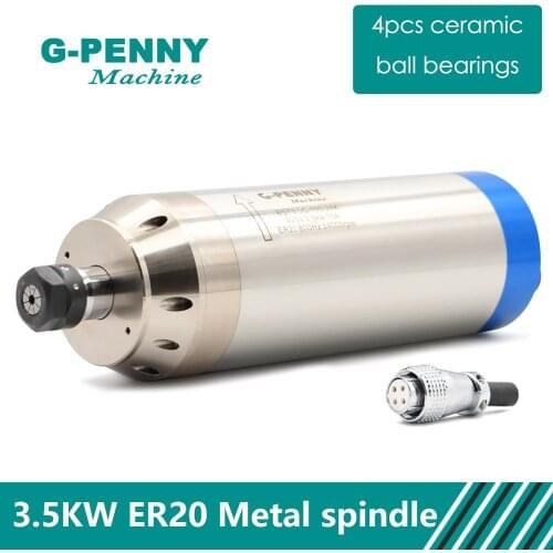 Metal working spindle 3.5kw ER20 water cooled spindle motor pole=4, 800Hz used for metal,copper,iron,stainless steel etc