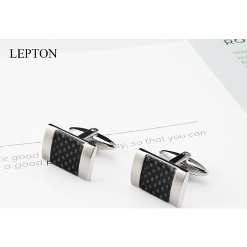 Fashion Jewelry Stainless steel Cufflinks High Quality Gunmetal Carbon Fibre Groomsmen Wedding Gift for Mens Free Shipping