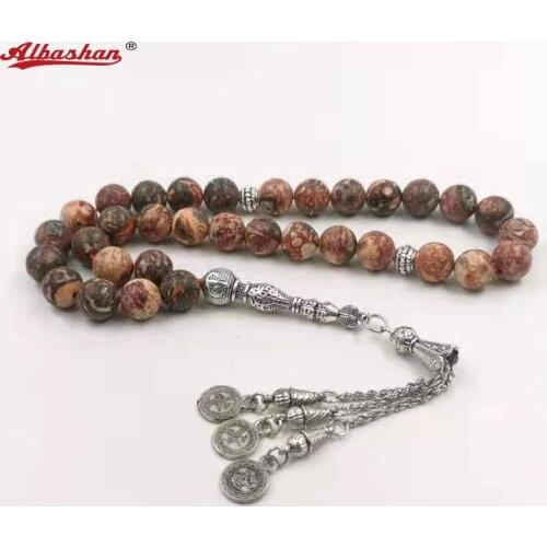 Man Tasbih Natural Jasper Gemstone Misbaha Rosary Bead Islamic Accessories on Hand Muslim 2021 Fashion Gift Paryer Bead Bracelet