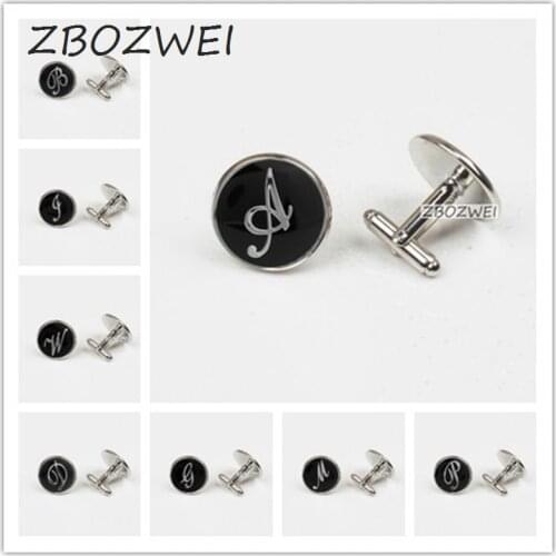 ZBOZWEI 2018 novelty black round neck letter D cufflinks mens wedding shirt suit cufflinks 16mm cufflinks