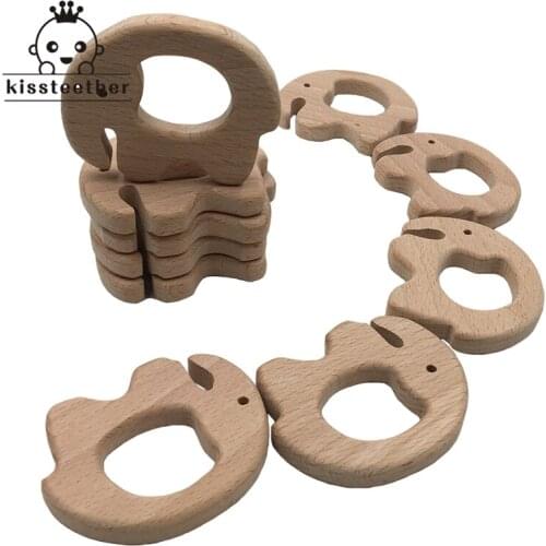 New Wood Elephant Teether Nursing Necklace Pendant Pacifier Clip Baby Gym Pendant Teething Toy