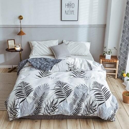 Simple Printed Bed Linen Sheet Bedding Set With Pillowcase Duvet Cover Sets Single Double Queen King Size Quilt Covers Linens