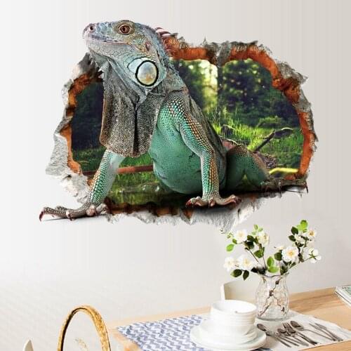 3d PVC Self-Adhesive Vinyl Wallpaper Stickers Desktop Wallpaper Cute Cartoon 3D Lizard Sticker Creative Corridor Staircase Decor