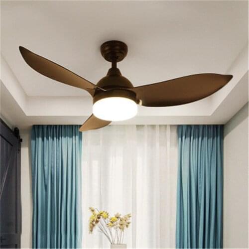Nordic Retro Dinner Table LED Ceiling Fan Light Creative Bedroom Living Room Balcony Quiet Wood Fan Light With Remote Control