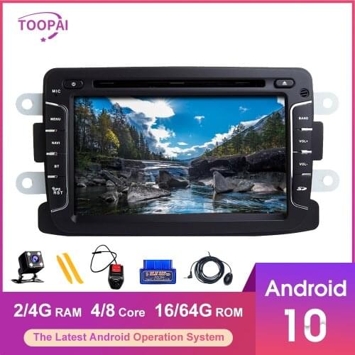 TOOPAI Android 10 For Renault Duster Dacia Logan Sandero Xray 2 GPS Navigation Multimedia Auto FM Radio Stereo Head Unit DVD SWC