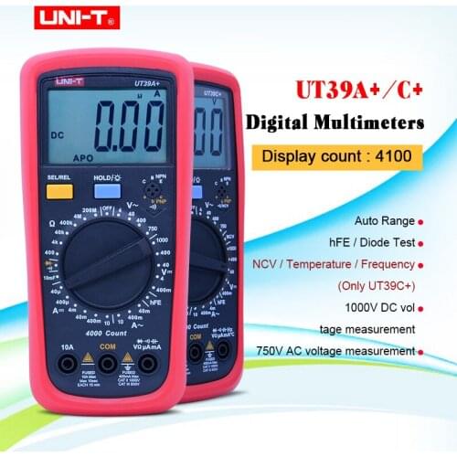 UNI-T UT39A+/C+ VS UT39 series Digital Multimeter Auto Range With LCD Backlight Data Hold Multimetro tester
