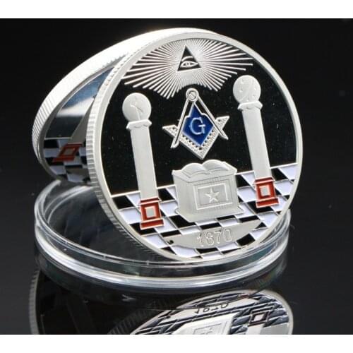 American Freemasonry Coin Two-color Dot Paint Color Commemorative Coin Gold-plated Commemorative Medal