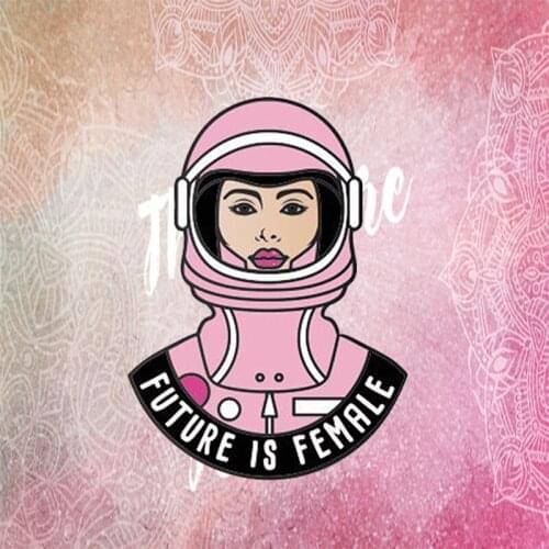 Future is female Brooch feminist quote enamel Pin stylish fashion decor