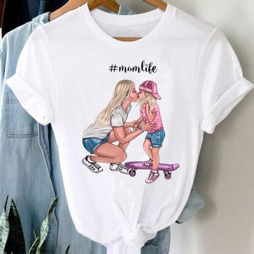 T-shirts Women 90s Sweet Time Girl Daughter Cartoon Mom Mother Mama Clothes Graphic Tshirt Top Lady Print Female Tee T-Shirt