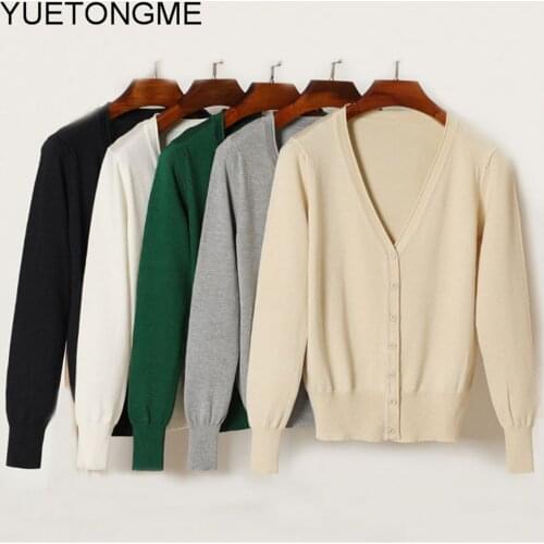 Plus size Womens Cardigan Sweaters Female Black White Sweater V Neck Single Breasted Sweater Woman Knitted Cardigan SW070