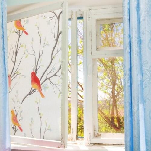 1 Roll Window Stickers Opaque Animal Pattern PVC Made Colorful Birds Window Film for Bedroom Наклейки для стен