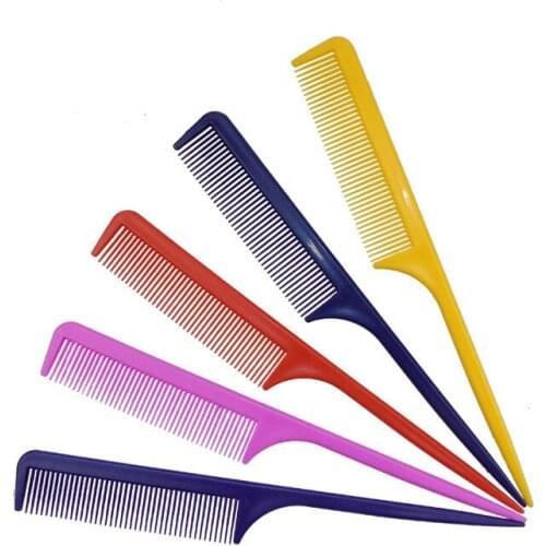 1PC/5PCS Random Color Plastic Tail Combs Hair Comb Hairdressing Comb With Long Handle Salon Hair Styling Tool
